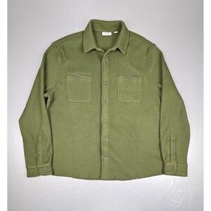 ROWM Flannel Shirt Mens XL Green Heavy Knit Button Down Casual Long Sleeve